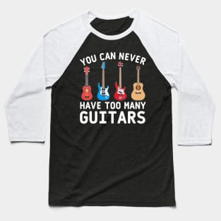 Guitar ukulele bass acoustic classic electric white text Baseball T-Shirt